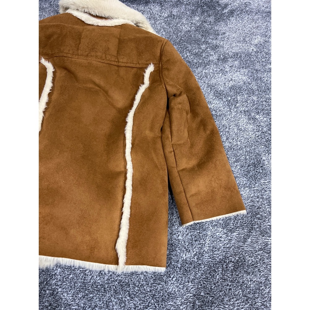 Abercrombie Kids Faux Suede Faux Fur Trim Coat Brown Size 5/6 Kids Outerwear - Picture 13 of 13